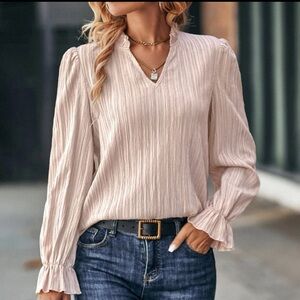 Elegant Ruffled Mauve Blouse